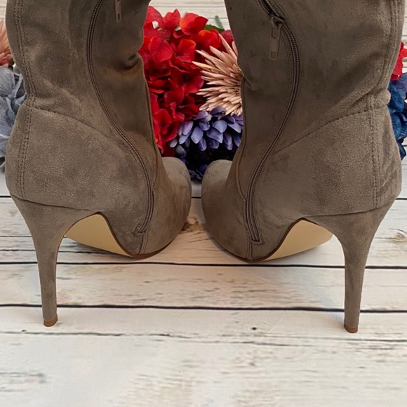 Taupe Over-the-Knee Stiletto Heeled Boot - Picture 8 of 16